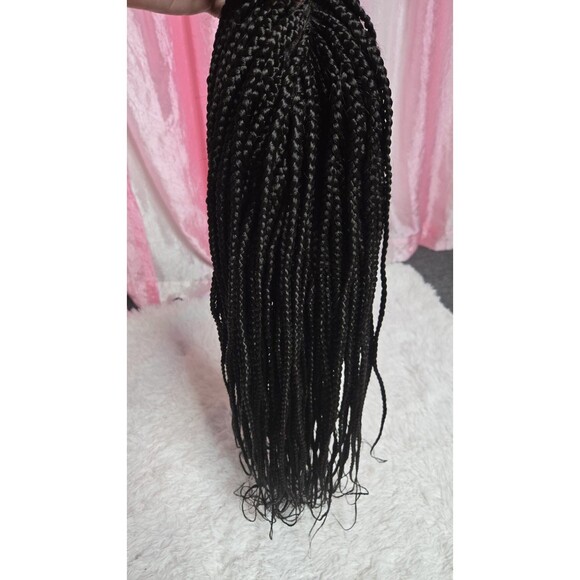 Full Frontal Braided Dark Brunette Natural Look Bohemian Wig - Picture 14 of 15